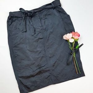 EILLEN FISHER Black Steel Satin Metallic Skirt